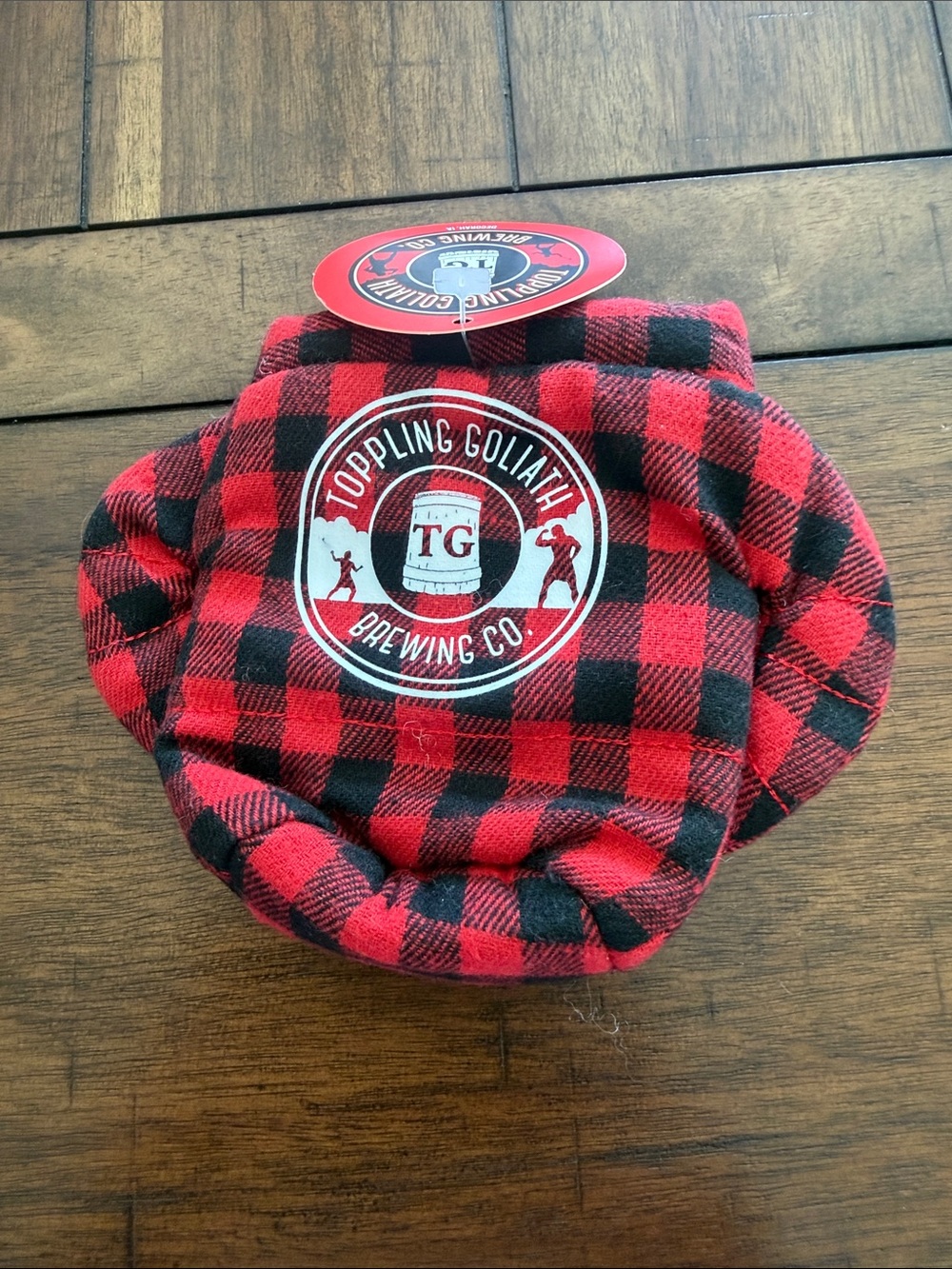 Toppling Goliath DECORAH IOWA Koozie Holder Buffalo Plaid Zip Jacket Brewiana